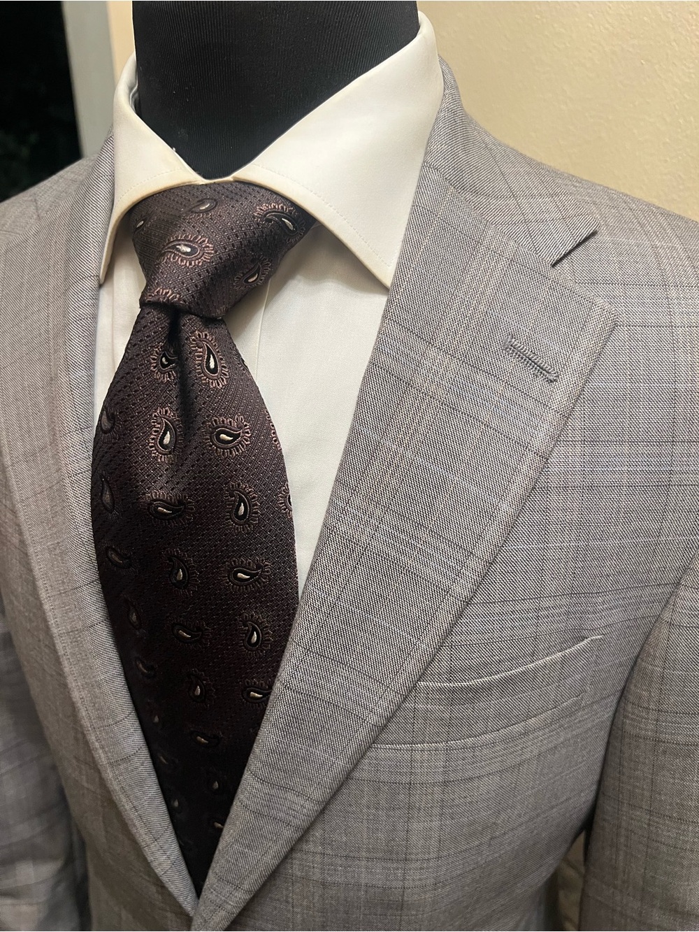 Hart Schaffner MarxPlaid Men's Sport Coat Blazer - Beige Wool Silk 38R
